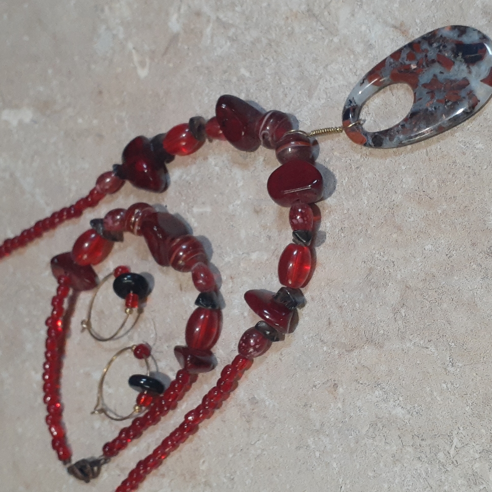 Handcrafted Necklace, Bracelet, & Earrings Set